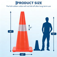 Garvee 18 in Traffic Cones, 6 Pack with Reflective Collars and PVC Base, Stackable Foldable Road Safety Cones for Parking, Construction, Sports Training, Event Control, Orange