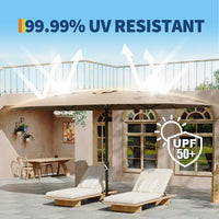 Garvee 13FT Double-Sided Outdoor Patio Umbrella - Fade Resistant Canopy, Rectangular, Tan - Large Shade for Deck & Garden