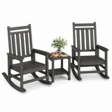 Garvee Black Set of 3 HDPE Outdoor Rocking Chairs , All-Weather Porch Rockers for Adults, 350 lbs Capacity, High Back & Wide Armrests - Black