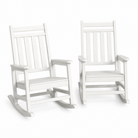 Garvee White Set of 2 HDPE Outdoor Rocking Chairs , All-Weather Porch Rockers for Adults, 350 lbs Capacity, High Back & Wide Armrests for Patio & Backyard