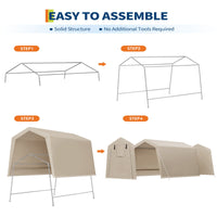 Garvee 6x8 FT Portable Outdoor Storage Shed with Dual Roll-Up Doors & Vents, 240G Heavy-Duty Waterproof PE Tarp, UV-Resistant Steel Frame, Multi-Purpose Shelter for Motorcycle & Tools