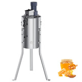Garvee Upgraded 2/4 Frame Electric Honey Extractor with Side Handles, 140W Motor & Variable Speed 1300 RPM, Stainless Steel Beekeeping Equipment with Safety Auto-Stop Lid - Silver