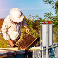 Garvee Upgraded 3 Frame Manual Honey Extractor with Side Handles, Food-Grade Stainless Steel Beekeeping Extractor with Adjustable Stand and Transparent Lid