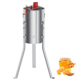 Garvee Upgraded 3 Frame Manual Honey Extractor with Side Handles, Food-Grade Stainless Steel Beekeeping Extractor with Adjustable Stand and Transparent Lid - Silver