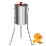 Garvee Upgraded 4 Frame Manual Honey Extractor with Side Handles, Food-Grade Stainless Steel Beekeeping Extractor with Adjustable Stand and Transparent Lid - Silver