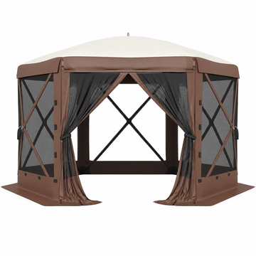 Garvee 13x13 ft Screen Tent with 6 Wind Panels - Instant Setup Outdoor Canopy, Wind & Rain Resistant Shelter with Full Mesh Walls for Camping, Backyard and Garden,Khaki