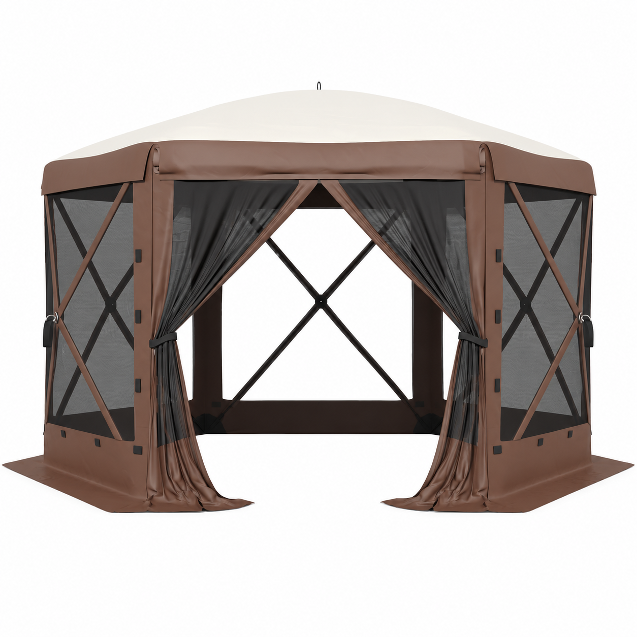 Garvee 13x13 ft Screen Tent with 6 Wind Panels - Instant Setup Outdoor Canopy, Wind & Rain Resistant Shelter with Full Mesh Walls for Camping, Backyard and Garden,Khaki