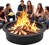 Garvee 48-Inch Smokeless Fire Pit Ring, Easy Install Iron Panels, Rust-Proof Painted Steel, Freestanding or In-Ground Use, Outdoor Camping - Black