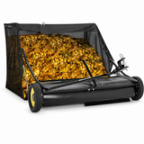 Garvee 52-Inch Tow-Behind Lawn Sweeper for Lawn Tractors, 27 Cu.Ft Large Hopper, Adjustable Brush Height, Dump-from-Seat Handle, Universal Hitch, Leaf & Grass Collection, Yellow - Black/Yellow