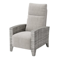 Garvee Outdoor Patio Recliner Chair, 175° Adjustable Wicker Lounge Chair with Footrest, Flip-Up Side Table & Removable Cushion for Porch, Deck, Poolside, Light Gray