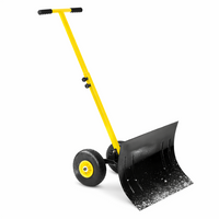 Garvee Snow Shovel with Wheels,29.1" W x 16.5" H Heavy Duty Snow Pusher for Driveway,Ergonomic Snow Pusher Shovel with Snow Removal Adjustable Angle & Height Handle for Driveway, Pavement,Yellow