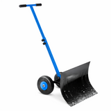 Garvee Snow Shovel with Wheels,29.1" W x 19.3" H Heavy Duty Snow Pusher for Driveway,Ergonomic Snow Pusher Shovel with Snow Removal Adjustable Angle & Height Handle for Driveway, Pavement,Blue - Blue