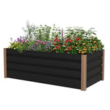 Garvee 4' × 2' × 1.3' Aluminum Raised Garden Bed, Heavy Duty Deep Planter Box for Vegetables & Flowers, Gray - Gray
