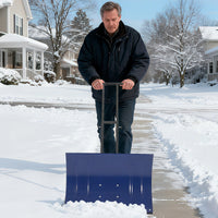 Garvee 29"W X 20"H Metal Snow Shovel for Driveway, Large Ergonomic Snow Pusher Shovel with Wheels & Adjustable Angle Blade, Perfect for Doorway, Sidewalk & Garden, Navy Blue