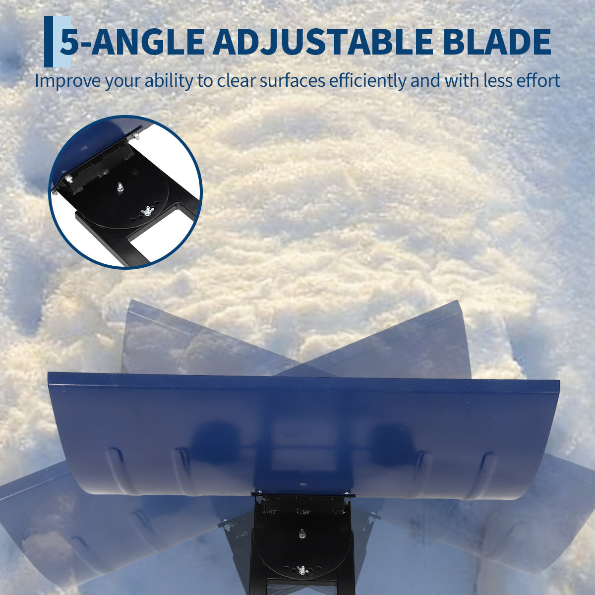 Garvee 29"W X 20"H Metal Snow Shovel for Driveway, Large Ergonomic Snow Pusher Shovel with Wheels & Adjustable Angle Blade, Perfect for Doorway, Sidewalk & Garden, Navy Blue