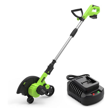 Garvee 20V Cordless Lawn Edger with 4.0Ah Battery, 9-Inch Steel Blade, Dual Wheels & 3-Depth Adjustment for Driveways and Sidewalks