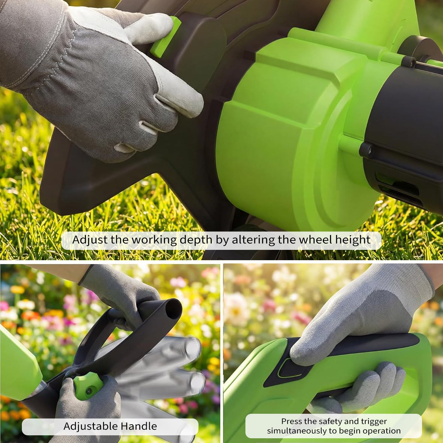 Garvee 20V Cordless Lawn Edger with 4.0Ah Battery, 9-Inch Steel Blade, Dual Wheels & 3-Depth Adjustment for Driveways and Sidewalks