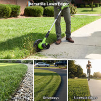 Garvee 20V Cordless Lawn Edger with 4.0Ah Battery, 9-Inch Steel Blade, Dual Wheels & 3-Depth Adjustment for Driveways and Sidewalks