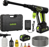 Garvee 20V Cordless Pressure Washer, 320 PSI Portable Power Cleaner with 6-in-1 Nozzle, Foam Cannon & 26ft Hose, 4.0Ah Battery for Car, Patio & Home, Black/Green - Black + Green