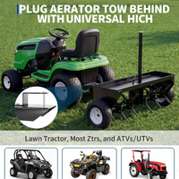 Garvee 40" Tow Behind Lawn Plug Aerator with Steel Tines, Adjustable Weight Tray, Steel Frame, Universal Hitch, Inflatable Wheels for Lawns and Gardens