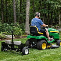Garvee 40" Tow Behind Lawn Plug Aerator with Steel Tines, Adjustable Weight Tray, Steel Frame, Universal Hitch, Inflatable Wheels for Lawns and Gardens