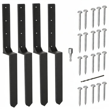Garvee 33" Carbon Steel Fence Post Repair Kit (4-Pack) – Reinforced H-Frame Anchor Stakes with 16 Self-Tapping Screws, Nut Drivers & Drill Bits for Heavy-Duty Wood Fence Post Fix