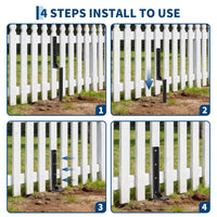 Garvee 33" Bulk Fence Post Repair Kit (6-Pack) – Heavy-Duty Carbon Steel H-Frame Anchor Stakes with 24 Self-Tapping Screws, Nut Drivers & Drill Bits for Large Backyard Renovation