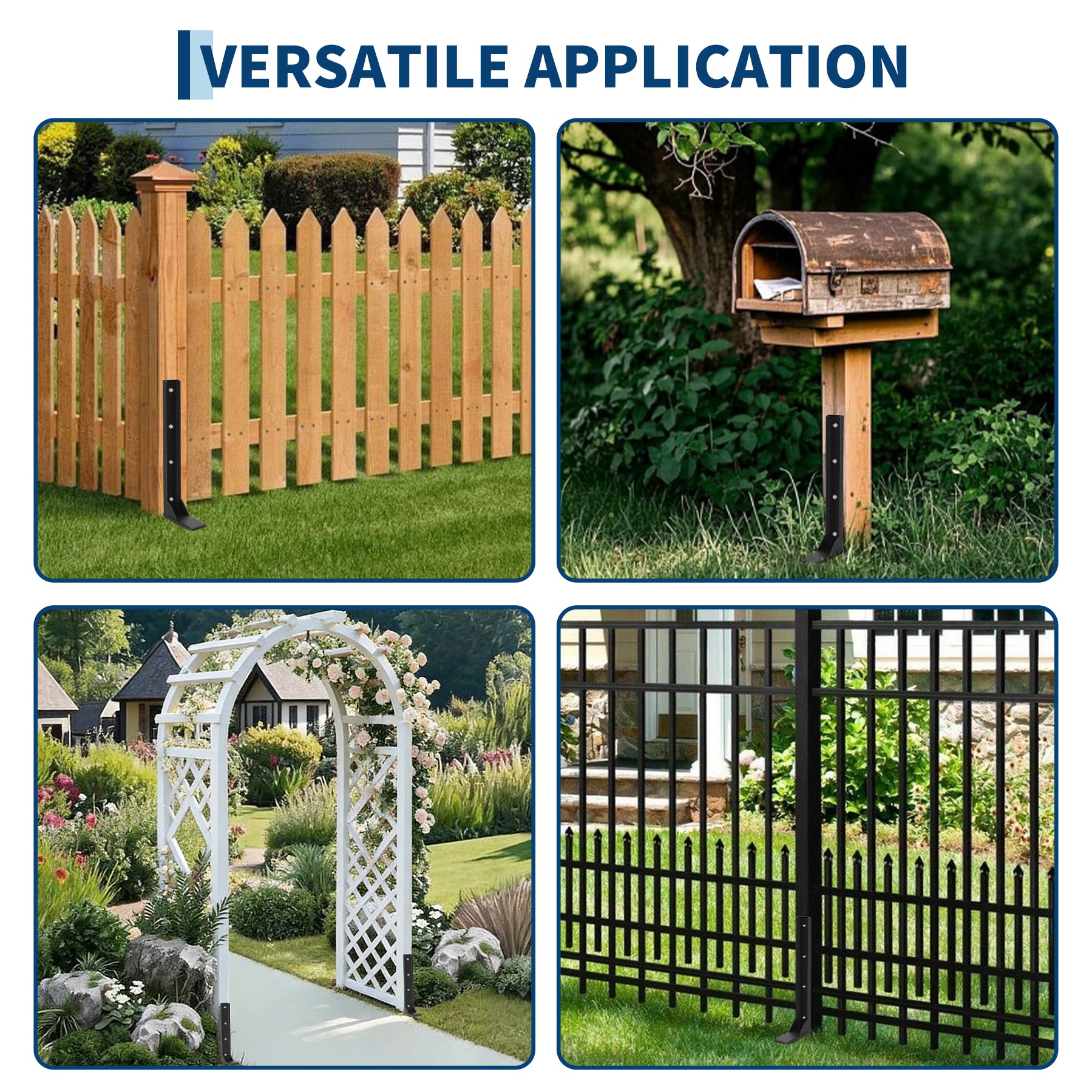 Garvee 33" Bulk Fence Post Repair Kit (6-Pack) – Heavy-Duty Carbon Steel H-Frame Anchor Stakes with 24 Self-Tapping Screws, Nut Drivers & Drill Bits for Large Backyard Renovation