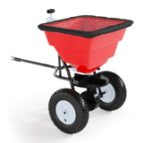 Garvee 85 lb Tow-Behind Broadcast Spreader with Adjustable Flow Control, 10-Inch Pneumatic Tires, Steel Frame & Universal Hitch for Seed, Fertilizer, Salt and Ice Melt, Red - Red with Cover