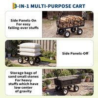 Garvee 400 lb Garden Cart Wagon, Heavy Duty Utility Cart with 10" Pneumatic Tires, Steel Frame, Removable Mesh Sides,Black