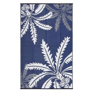 Garvee Waterproof Outdoor Rug 5x8 for Patio, Reversible Modern Area Rug, Large Plastic Straw Mat for Camping, RV, Porch, Backyard, Deck, Picnic, Beach, Blue & White