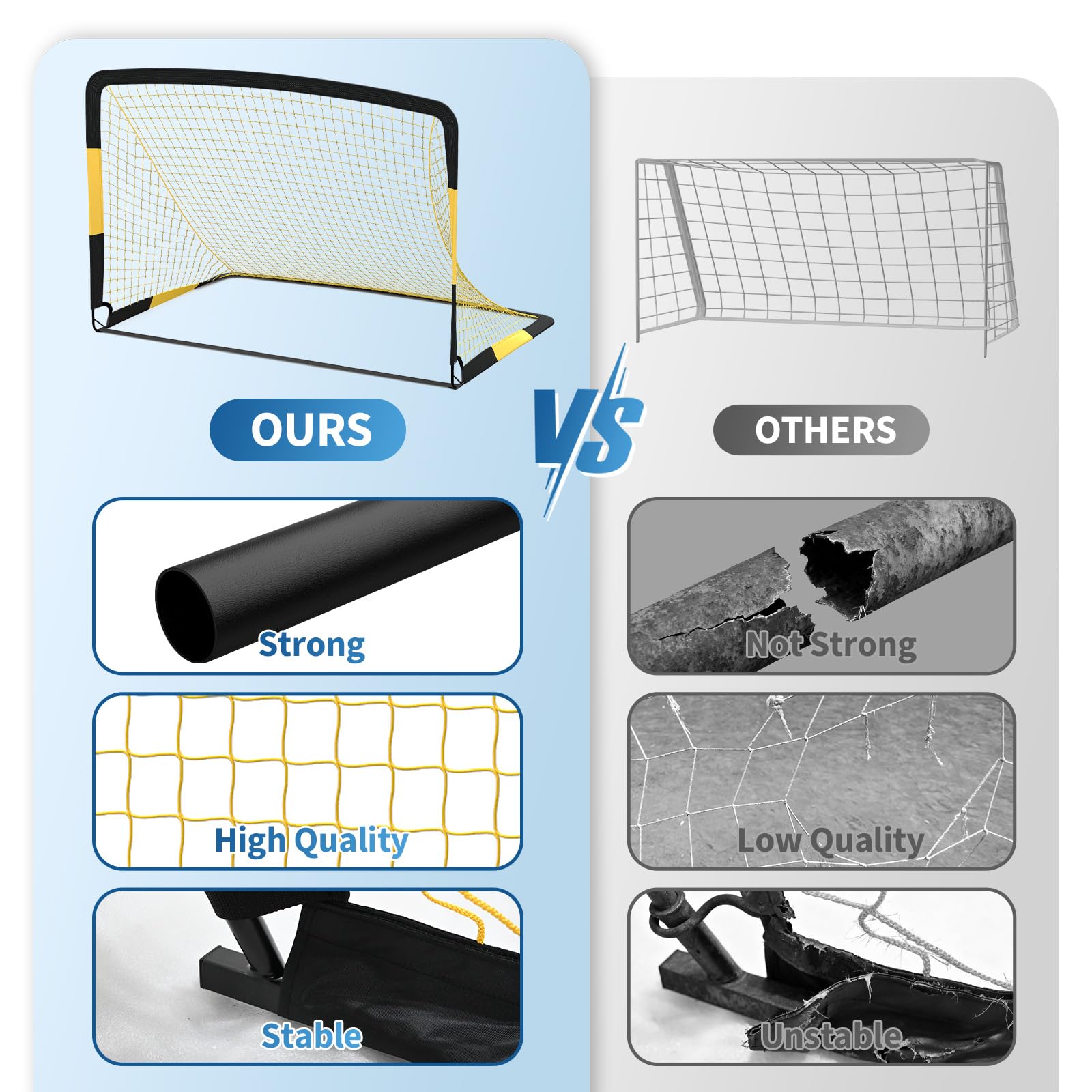 Garvee 2 Pack 6x4 FT Portable Pop Up Soccer Goals with Ball, Cones & Stakes - Backyard Training Set for Kids & Youth