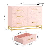 Garvee 6 Drawer Dresser for Bedroom, Wide Chest of Drawers Organizer Storage with Drawers, Large Storage Cabinet, Modern Design Dresser, Pink