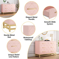 Garvee 6 Drawer Dresser for Bedroom, Wide Chest of Drawers Organizer Storage with Drawers, Large Storage Cabinet, Modern Design Dresser, Pink