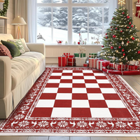 Garvee Red 5x7 Area Rugs for Living Room, Washable Non Slip Christmas Decor Carpet, Checkered Soft Low Pile Rug for Bedroom and Dining Room