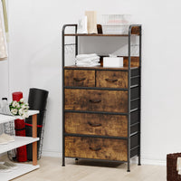 Garvee 5 Drawers Dresser for Bedroom with Shelf ,Chest of Drawers & Storage Drawers, Tall Fabric Storage Dresser for Living Room, Organizer Unit, Easy Assembly, Rustic Brown