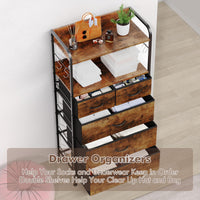 Garvee 5 Drawers Dresser for Bedroom with Shelf ,Chest of Drawers & Storage Drawers, Tall Fabric Storage Dresser for Living Room, Organizer Unit, Easy Assembly, Rustic Brown