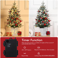 Garvee 3ft Pre-Lit Christmas Tree, Artificial Christmas Trees with Lighting Elk Base, Mini Christmas Trees with 78 LED Lights, Battery Operated and Timer Function, Xmas Decoration for Home