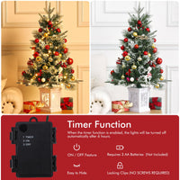 Garvee 3FT Prelit Artificial Christmas Tree with Snowflake Light Box Base, 78 Warm Lights & Red Berry for Front Door, Porch, Entryway, Fireside Christmas Decoration, Set of 1