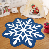 Garvee Christmas Bathroom Rugs 3x3 Snowflake Bath Mat, Non Slip Washable Area Rug, Low Pile Blue Soft Decorative Carpet, Foldable Floor Mats for Entryway, Bedroom, Under Christmas Tree - Snowflake Blue
