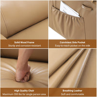 Garvee PU Leather Power Lift Recliner Chair with Massage and Heat, 8-Point Vibration, Adjustable Back and Leg Support, Electric Lift Chair Designed for Mobility Aid Elderly Relaxation, Tan
