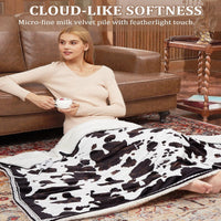 Garvee Heated Electric Blanket Twin Size, Cow Print Fast Heating Throw Blankets with LCD Controller, 10 Heat Levels & 1-12H Time Settings Auto Off, ETL Certified, Brown White, 62" x 84"