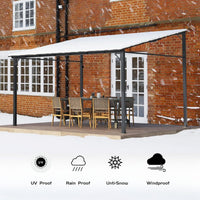 Garvee 10'x 14' Lean to Gazebo, Hardtop Wall Pergola with Polycarbonate Roof, Aluminum Frame Mounted Gazebo for Lawn Patio Deck Yard and Party