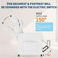 Garvee Power Recliner Chair for Adults, Electric Recliner Adjustable Backrest & Footrest, Ergonomic Overstuffed 1.5X Sponge Padding Durable Frame USB Port Living Room Home Theater, White