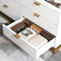 Garvee White 6 Drawer Dresser for Bedroom, Chest of Drawers with Metal Base, Modern Dresser Chest Cabinet Organizer, Large Dresser for Living Room, Hallway, Closet