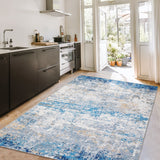 Garvee Large Area Rug 10x13 Modern Abstract Rug Machine Washable Non Slip Soft Living Room Mat Grey Blue - Blue/Gray