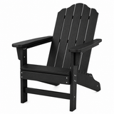 Garvee 1 piece HDPE Adirondack Patio Chairs, Wood Grain Texture, Ergonomic Contoured Backrest, Ideal for Garden, Deck, Poolside - Black - Black