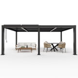 Garvee 12' x 20' Aluminum Louvered Pergola, Adjustable Roof Patio Gazebo with Integrated Drainage, Rustproof All-Aluminum Frame for Deck, Backyard & Outdoor Dining, Gray
