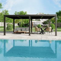 Garvee 12' x 20' Aluminum Louvered Pergola, Adjustable Roof Patio Gazebo with Integrated Drainage, Rustproof All-Aluminum Frame for Deck, Backyard & Outdoor Dining, Gray