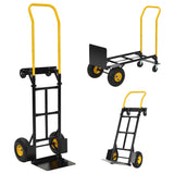 Garvee Foldable 2-in-1 Hand Truck & Platform Cart with 800Lb Capacity, 8" Non-Marking Rubber Wheels, Adjustable Handle, Convertible Dolly for Industrial Moving & Luggage Transport - 